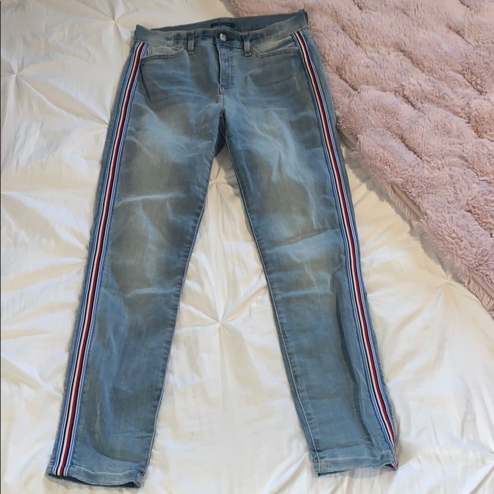 Light wash striped jeans